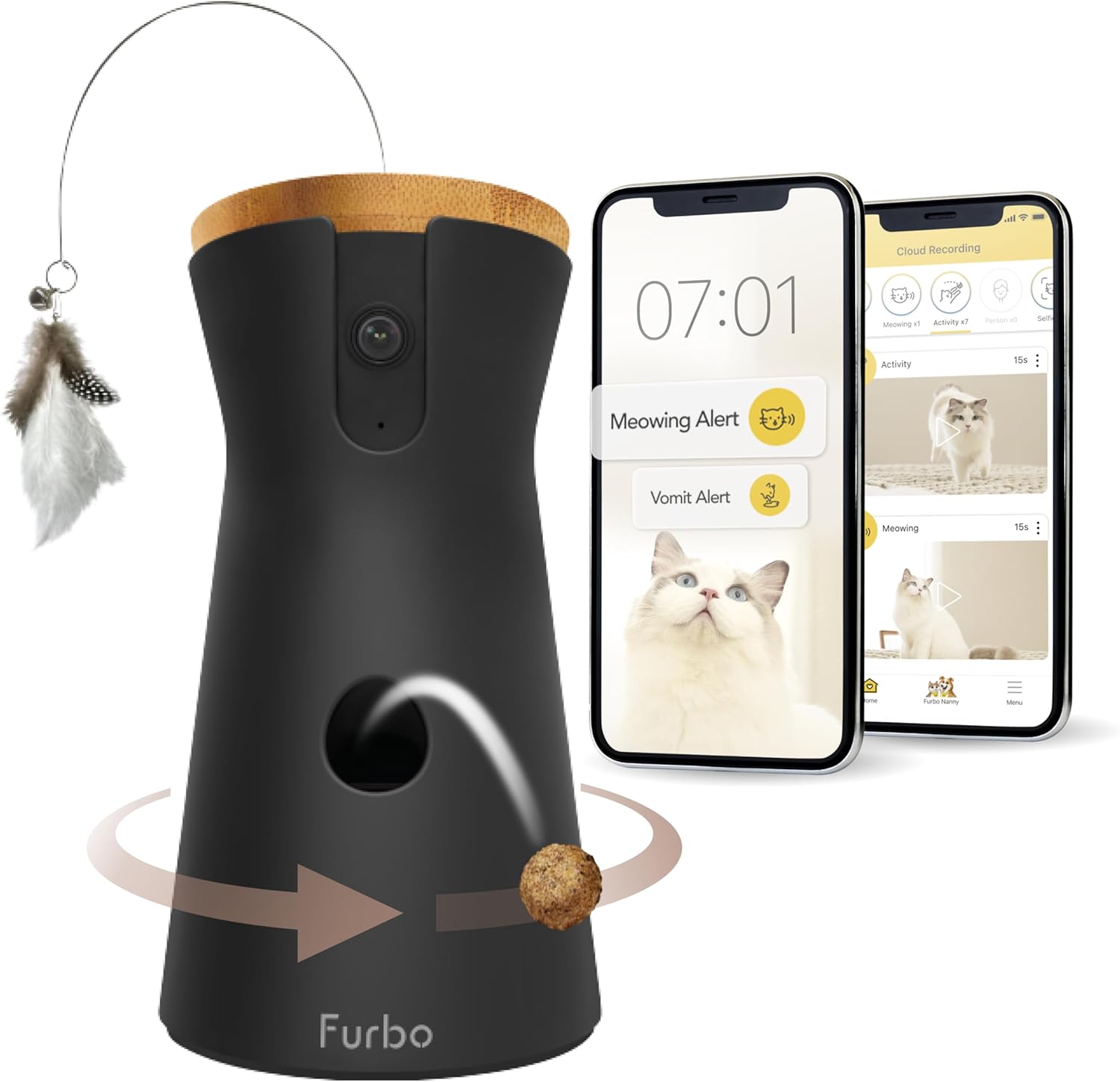 Furbo 360° Cat Camera w/Home Safety Package [PREMIUM W/SUBSCRPITION