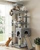 Heybly Heavy Duty Cat Tree, 163cm Tall Tower for Large Indoor Cats with Widened Structure, Cat Furniture with Big Platforms, Extra-Large Hammock, Sisal Scratching Posts & Board, Light Gray HCT027W