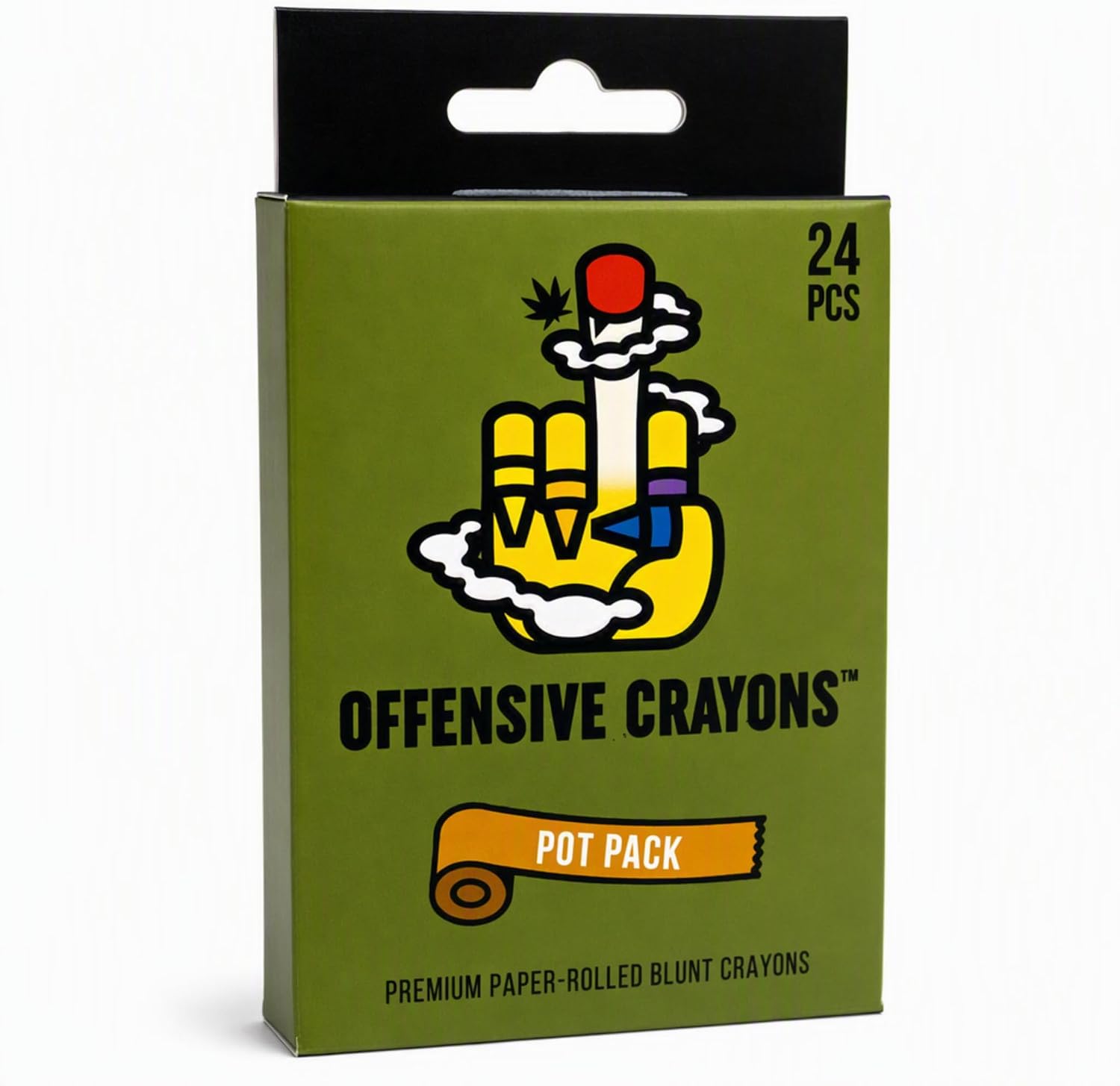 Offensive Crayons Pot Pack, 24-Count Adult Crayons with Funny Stoner Sayings, Cannabis Gift for Marijuana Enthusiasts, White Elephant Gifts, Stocking Stuffers, Secret Santa