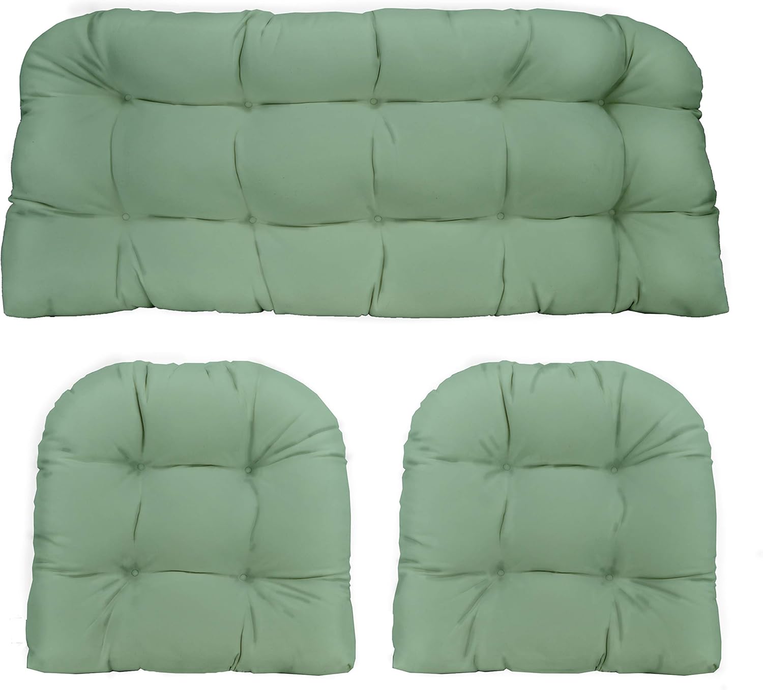 RSH Décor Indoor Outdoor 3 Piece Tufted Wicker Settee Cushions 1 Loveseat & 2 U-Shape Weather Resistant ~ Choose Color (Gecko Green, 2- 19"x19" 1- 41"x19") : Patio, Lawn & Garden