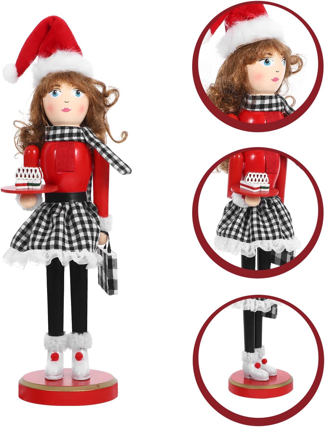 IMIKEYA Christmas Nutcrackers Figure: 1PCS Lady Wooden Nutcracker Soldier Christmas Ornament Decoration Ornament for Home Decor
