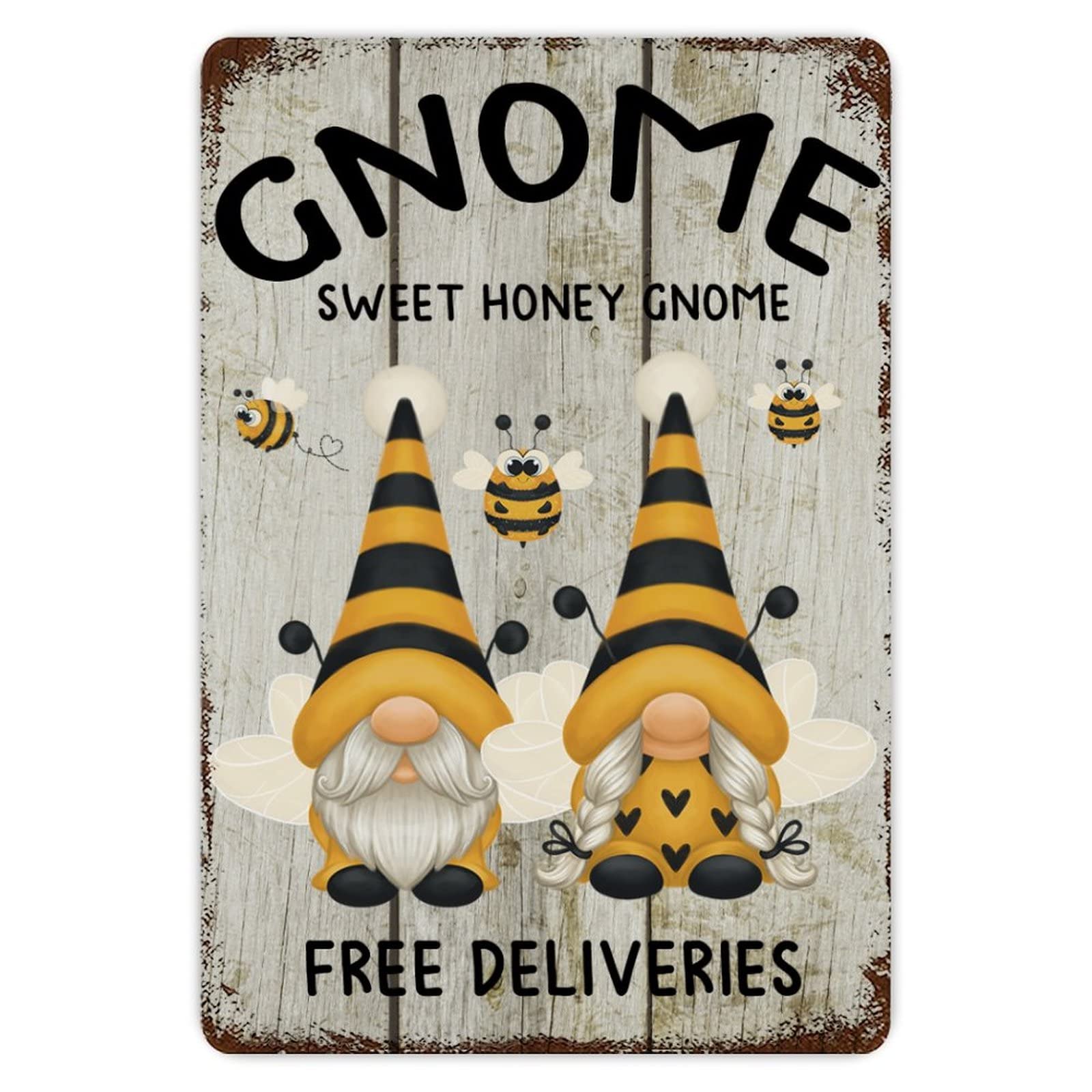 Funny Vintage Metal Sign Gnome Sweet Honey Gnomes Aluminum Sign 8x12 inch Metal Tin Sign Retro Wall Door Hanger Decor Sign