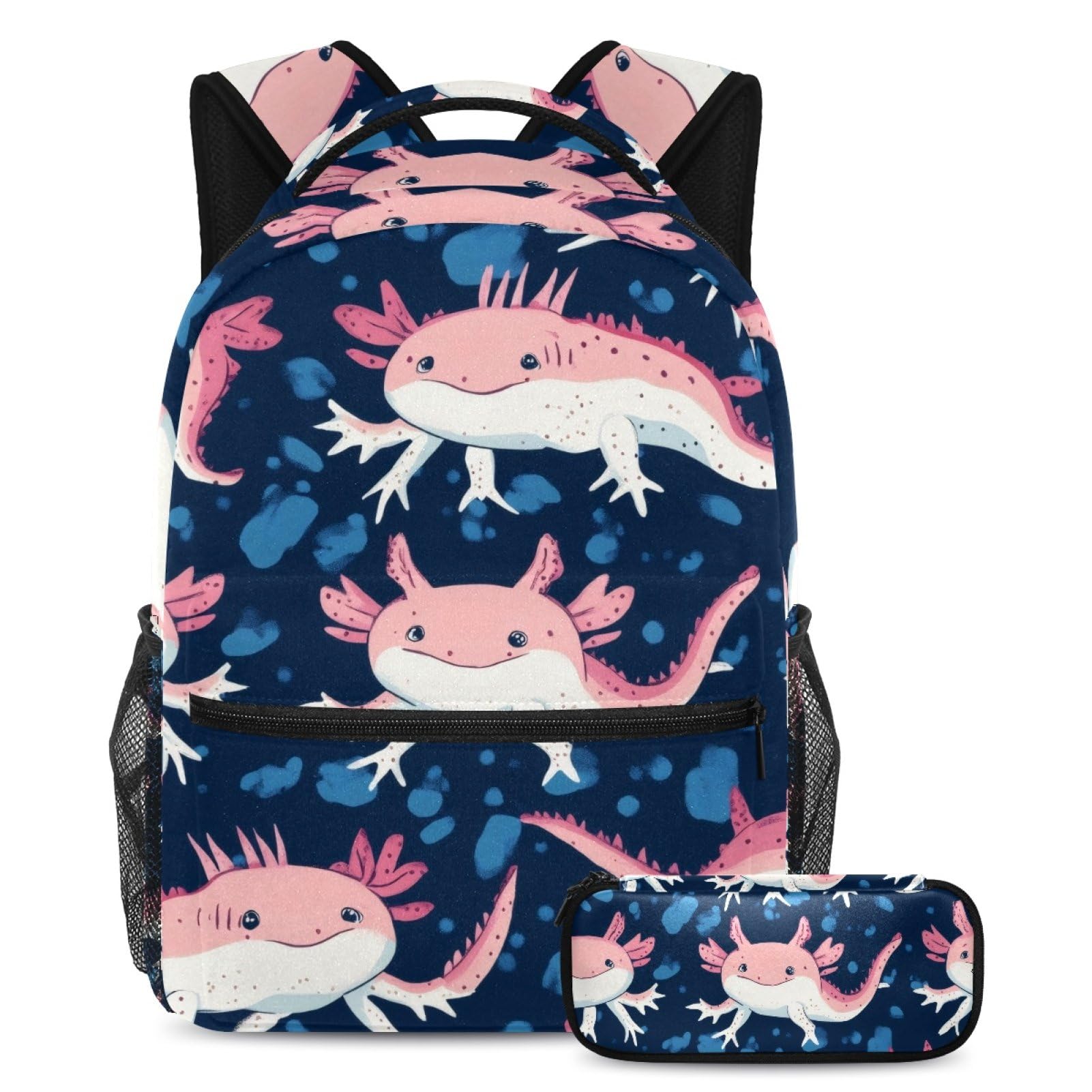 Sac d'école axolotl de grande capacité avec trousse filles garçons - 7