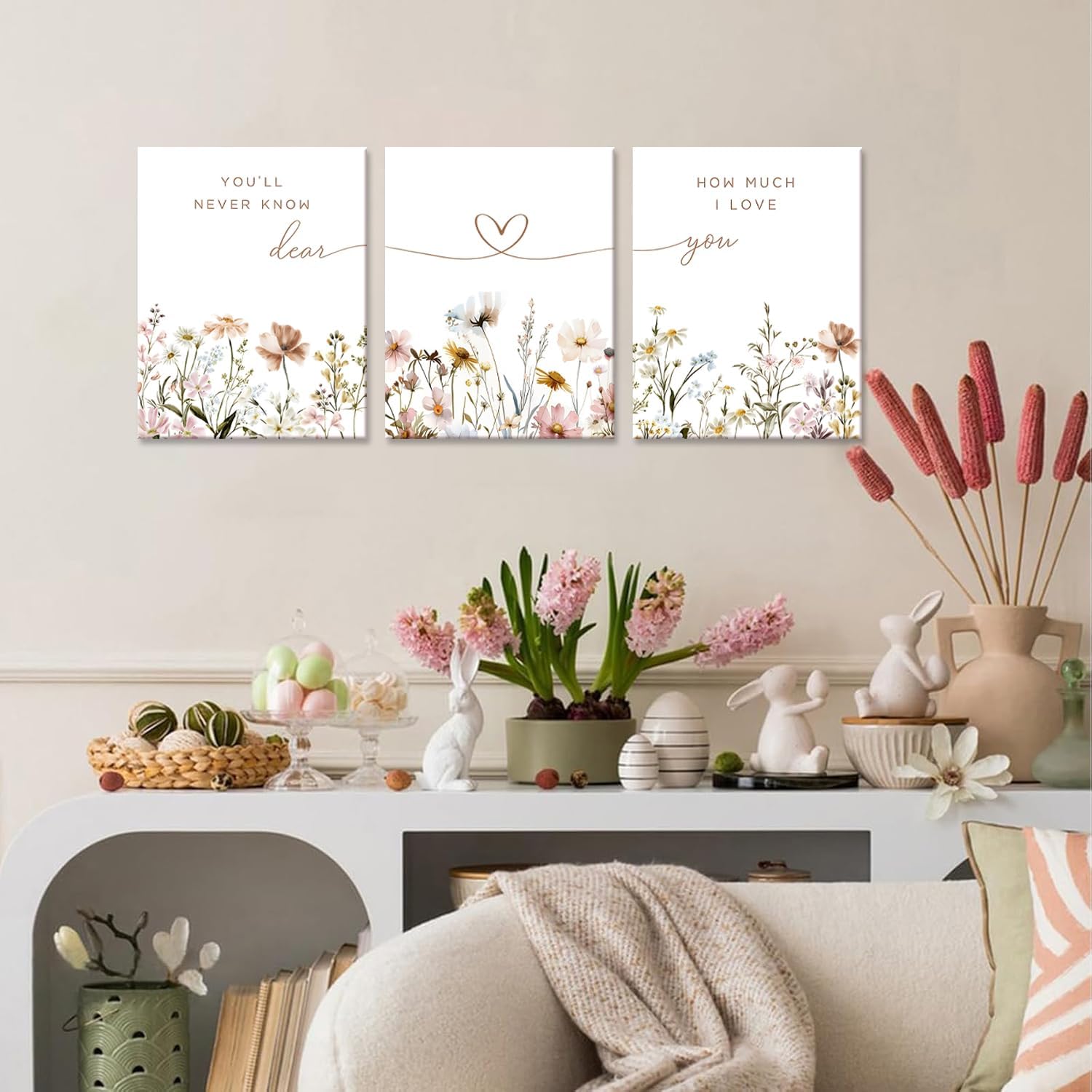 3Pcs Wildflower Nursery Canvas Wall Art Flower Botanical Sentence Poster Painting Picture Wall Decor Boho Girl Nurseries Print Artwork for Nursery Baby Room Living Room Bedroom Home Decoration12x16in