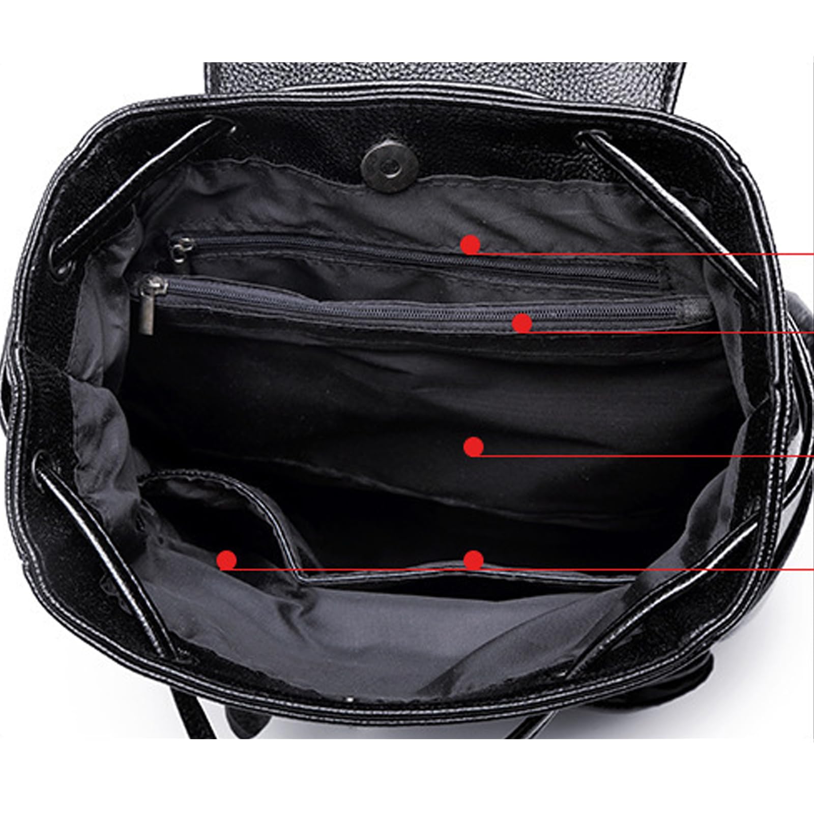 Damen Rucksack PU Leder Elegant Wasserdicht Anti-Diebstahl Große Kapazität für Freizeit Arbeit Schule Reise Schwarz