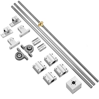 2PCS 8x150mm Linear Motion Rods & 8mm Lead Screw & 4PCS SK8 Rod Support & 4PCS SCS8UU & 2PCS KP08 Pillow Block & 2PCS Flexible Shaft Couplings for 3D Printer Set of 16, 150mm