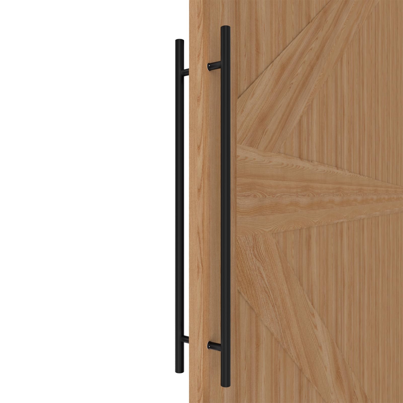 Matte Black Round Barn Door Handles 12"/24"/36"/48"/59'', Pull Push Long French Door Handle Double Sided, Large Front Exterior Shower Door Pull Handles