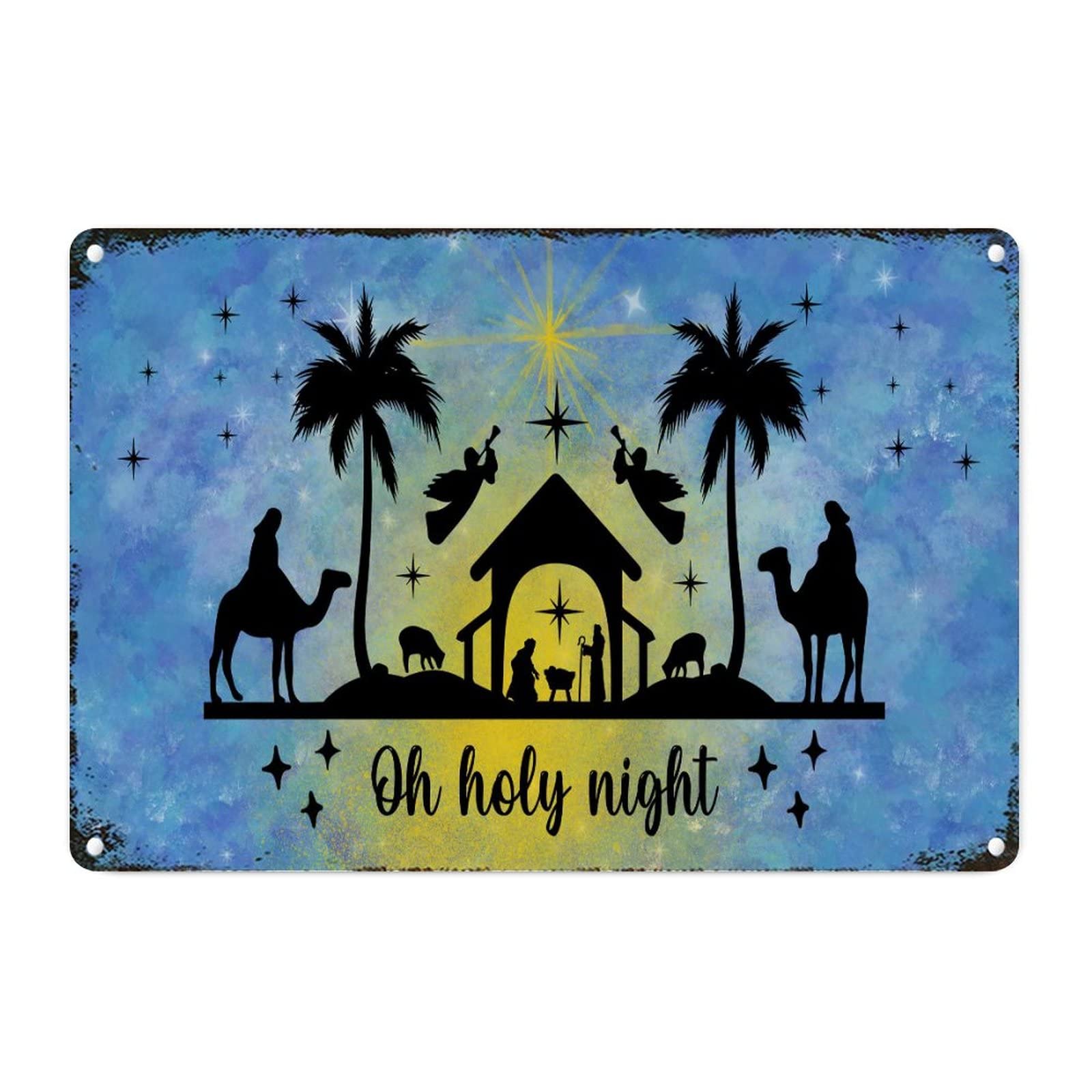 Crèche de Noël déco murale vintage aluminium pour salon rustique
