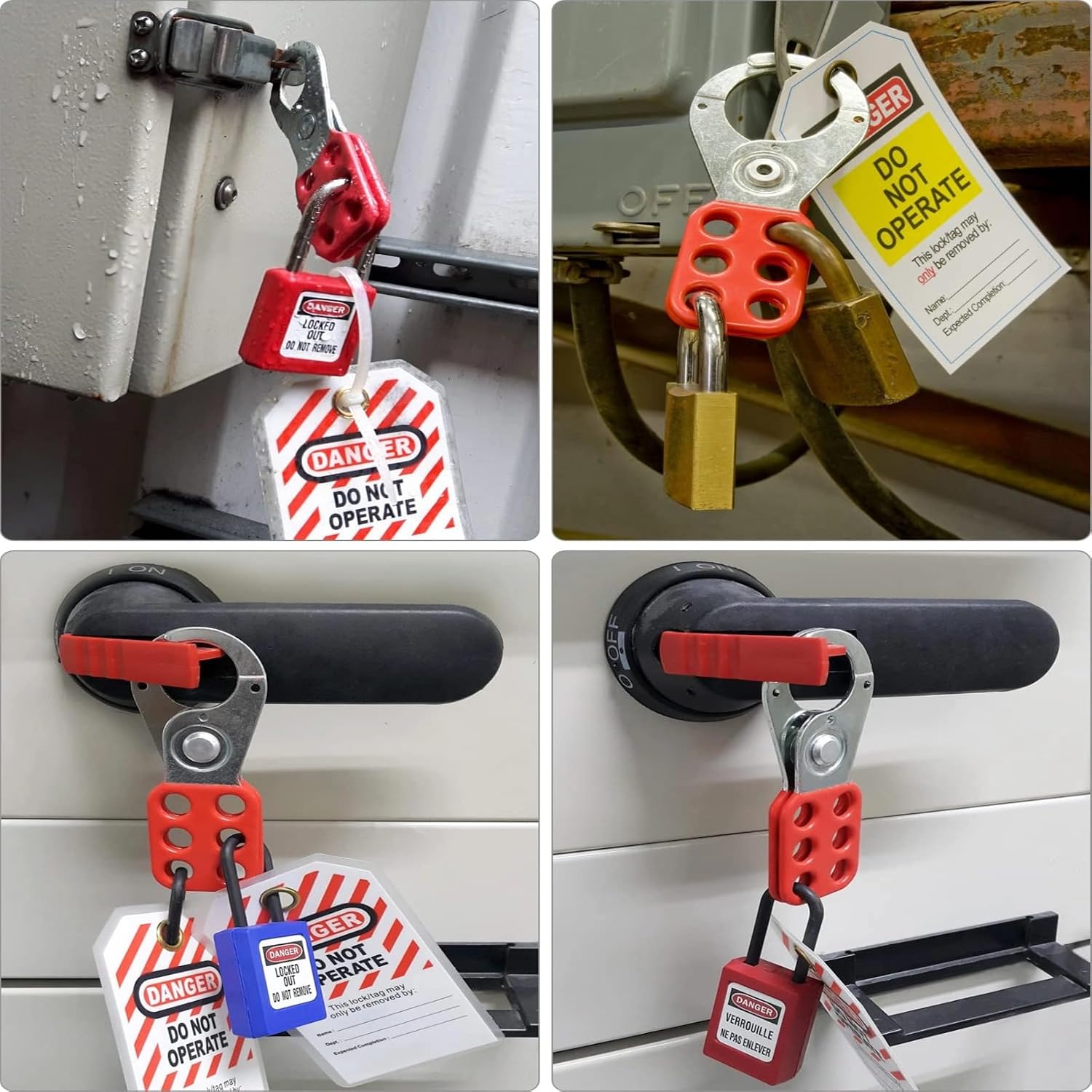 10 Pack Lockout Tagout Hasp, Tamper-Proof Stainless Steel Padlock Hasp, Impact-Resistant Loto Hasp with Extended Jaw (1.5 Inch), Nylon Handle for Industrial Safety