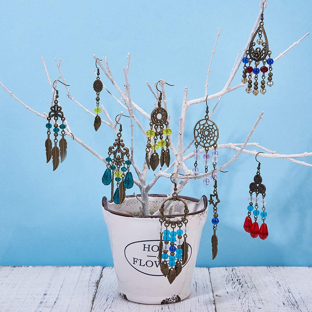 SUNNYCLUE 1 Boîte Bricolage 10 Paires Kits Fabrication De Boucles D'oreilles De Lustre Breloques Connecteur Avec Perles De Turquoise Synthétiques Crochets De Boucle D'oreille Pour Femmes Débutantes