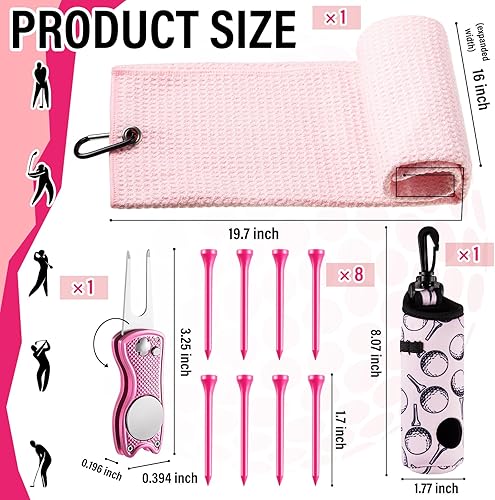 Miniatura 2 de Liliful Kit de Accesorios de Golf de 12 Piezas, Incluye Bolsa para Pelotas de Golf con Gancho, Toalla, Tees, Marcador de Pelota Magnético,
