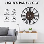 LEIKE Grandes horloges murales avec la batterie de lumière de nuit actionnée,Silent non ticking,Rustique moderne grand bois horloge pour salon, chambre,Cuisine,Farmhouse,Bureau,Maison Decor-20 Inch (numéros romains)