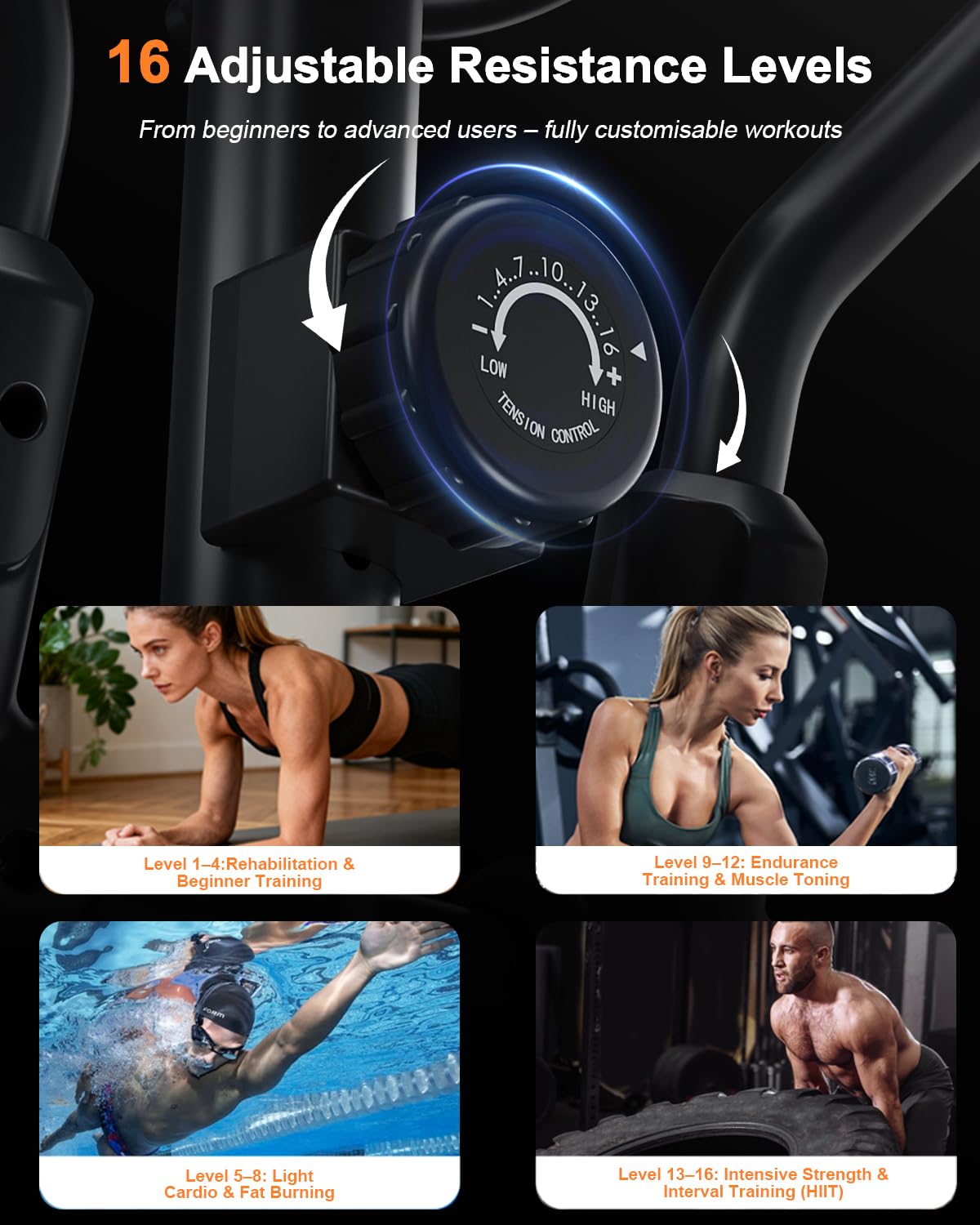 Crosstrainer für Zuhause, Aeriflo M100 8kg Schwungmasse Ellipsentrainer mit Kinomap App, 42cm Schrittlänge & Pulsmesser, Leises Magnetbremssystem, 80% Vormontiert, bis 150kg Belastbarkeit