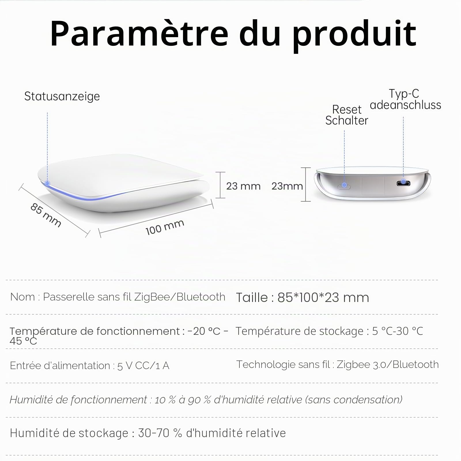 MIUCDA Tuya Zigbee Gateway Hub Bluetooth et Tuya ZigBee pour domotique Smart Gateway Bridge Compatible avec Alexa, Google Home