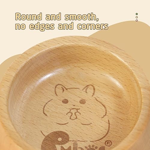 Miniatura 7 de Cuenco de comida para hámster, plato de comida de conejillo de indias de madera, cuenco de alimentación para animales pequeños, hámster enano, jerbo