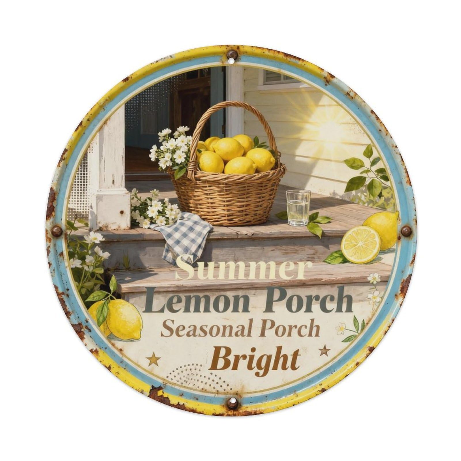 Summer Lemon Porch Decor Metal Tin Sign Plaque