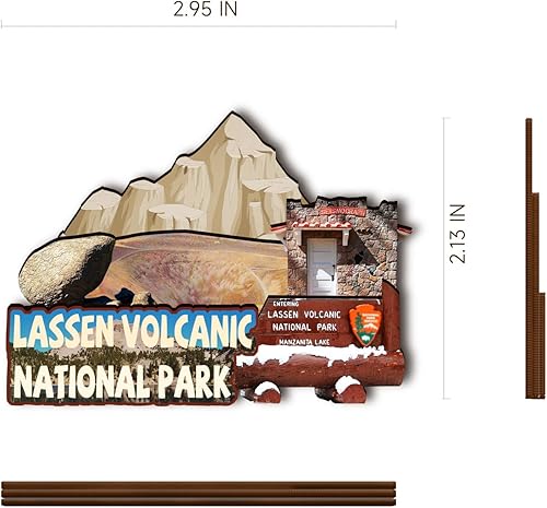 Miniatura 3 de Imán de madera del Parque Nacional Volcánico de USA Lassen, imanes 3D para nevera, recuerdos coleccionables de viaje, decoraciones hechas a mano, 2