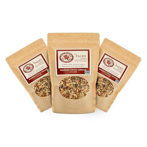 Maple Nut Kitchen Granola de almendras de cereza del sur  Sin gluten, vegana, alta proteína, jengibre naranja, coco, semillas, cerezas agrias 