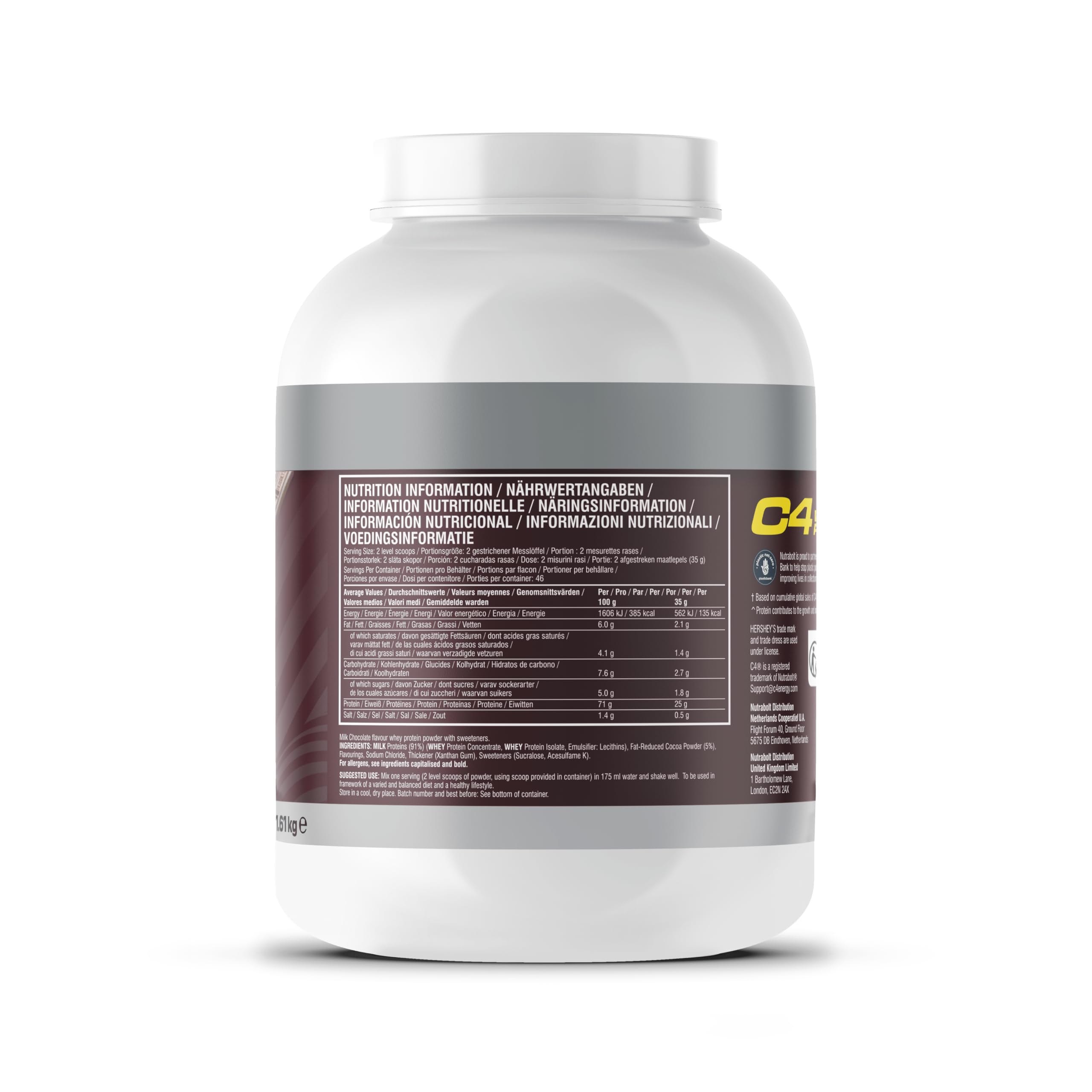 Cellucor C4 Whey Protein Pulver, Hershey's Chocolate, 25g Protein, Zuckerarm, Post-Workout Recovery, 46 Portionen