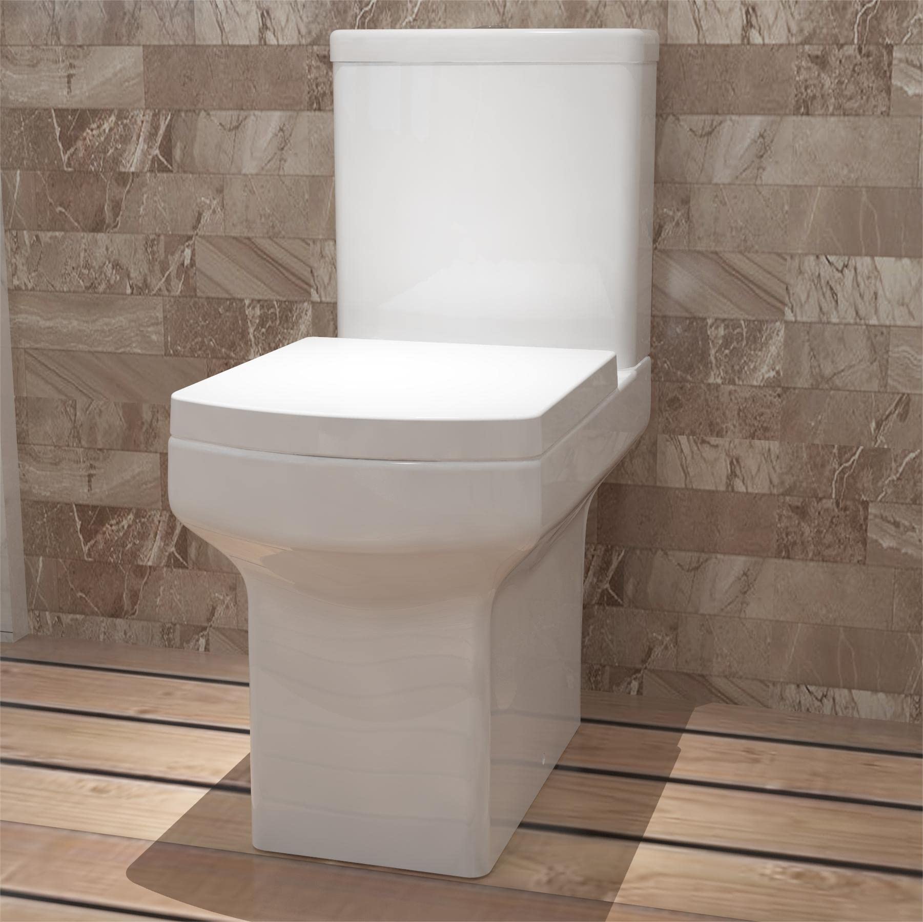 Huibathroom Modern White Ceramic Close Coupled Toilet Soft Close Seat Cistern Bathroom WC โ image 1