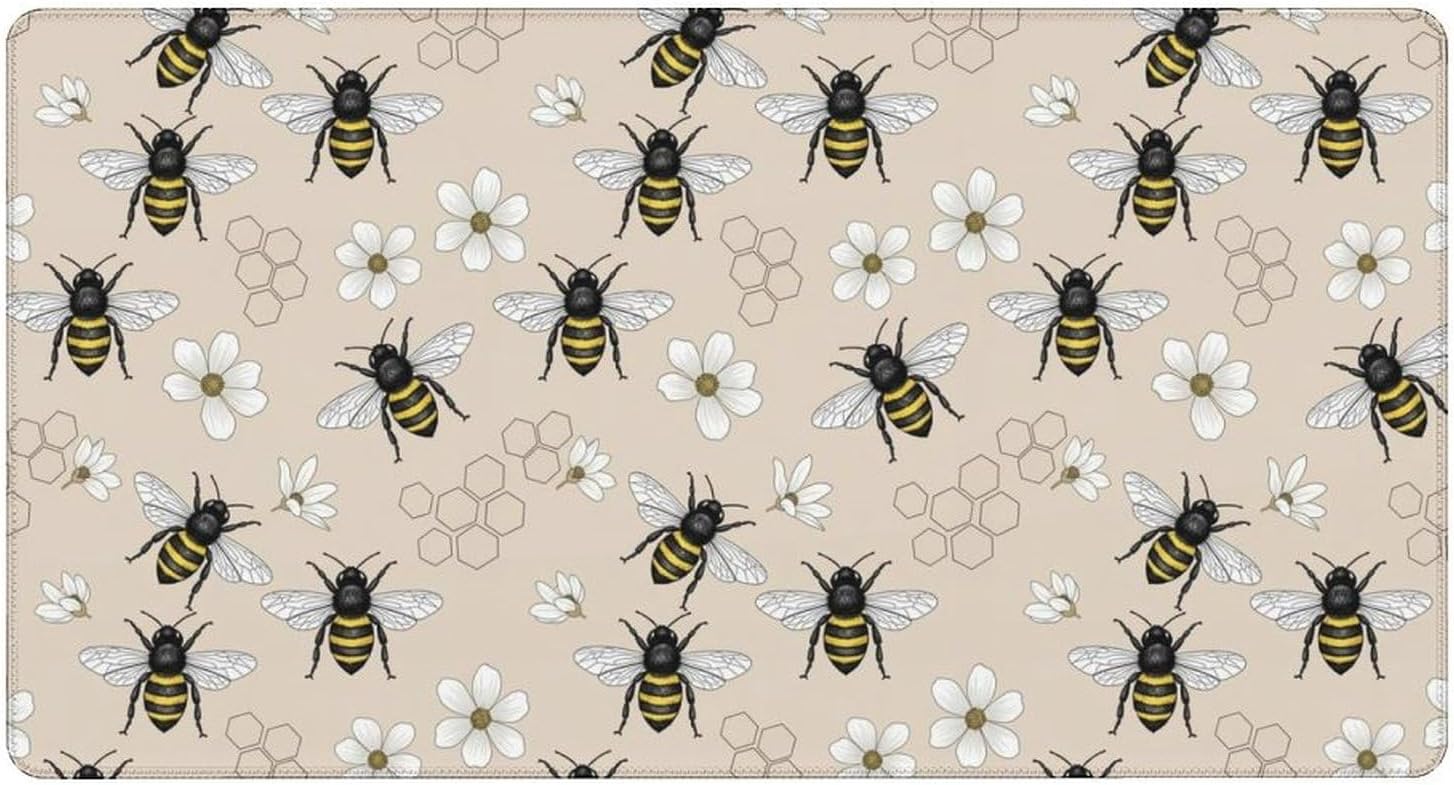 Non Slip Travel Desk Mat with Waterproof Design for Laptop, Computer, Office, Home Use, Easy Cleaning and Gliding (Yellow Bee)