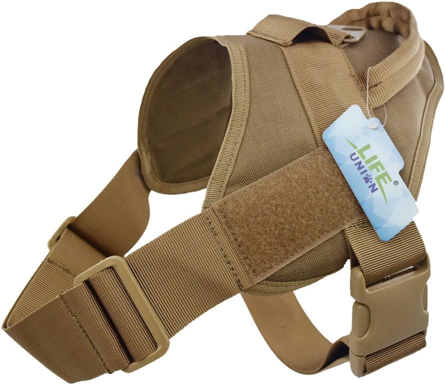 Lifeunion Tactical Dog Vest Nylon Patrol Waterproof K9 Service Dog Vest Harness for Training Hiking Outdoor Sports (Coyote Brown, S)