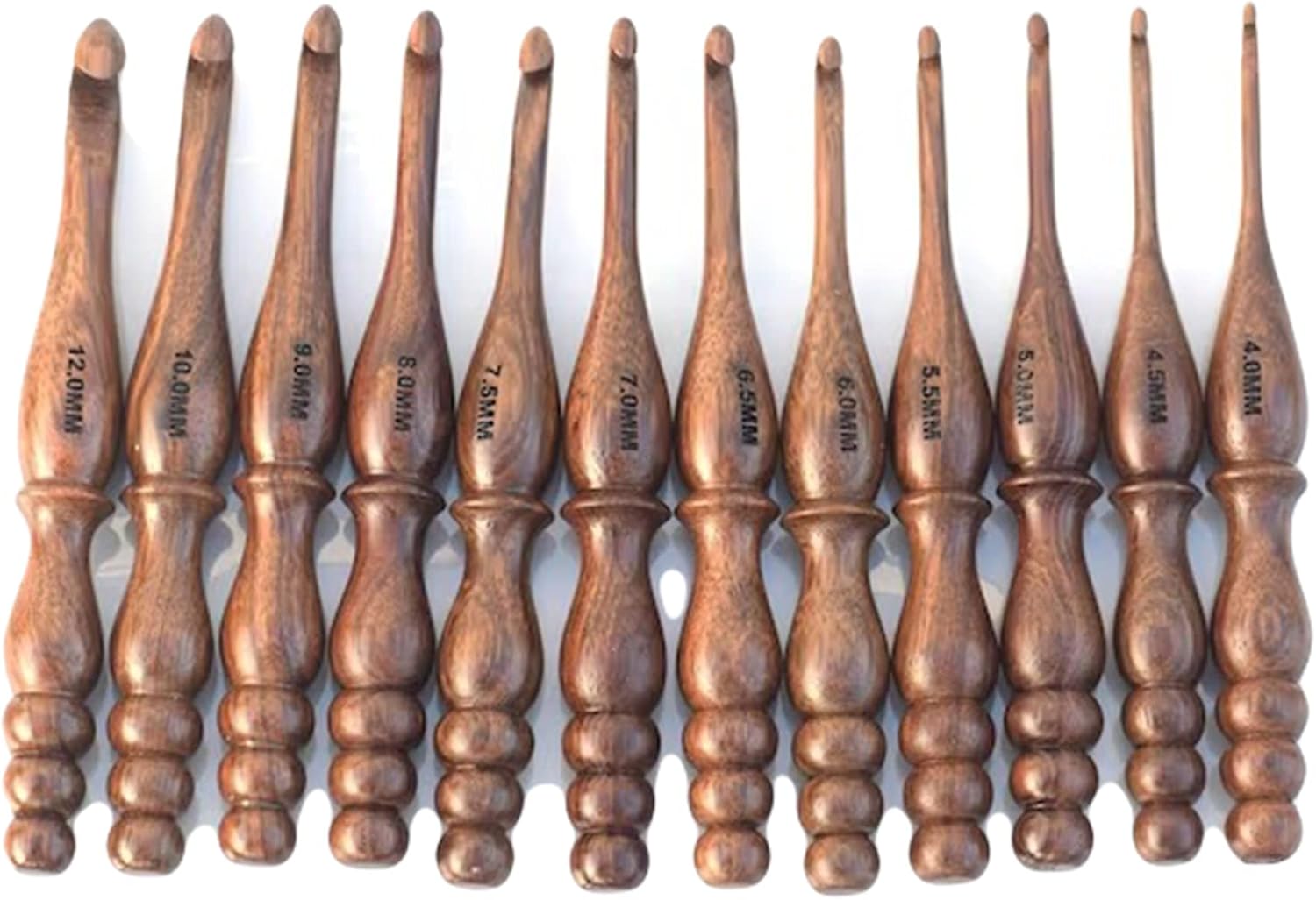 Wood Crochet Hook for Knitting and Crocheting for Woolen Work Handmade Hooks Ergonomic Crochet Hooks Set of 12.