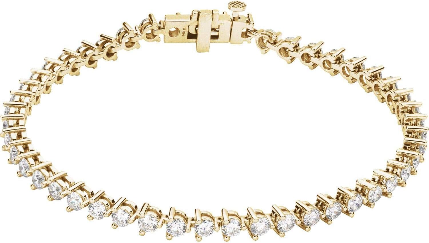 Diamond2Deal 14K Yellow Gold 4 3/4 CTW Round Cut Lab Grown Diamond Tennis 7 1/4" Bracelet