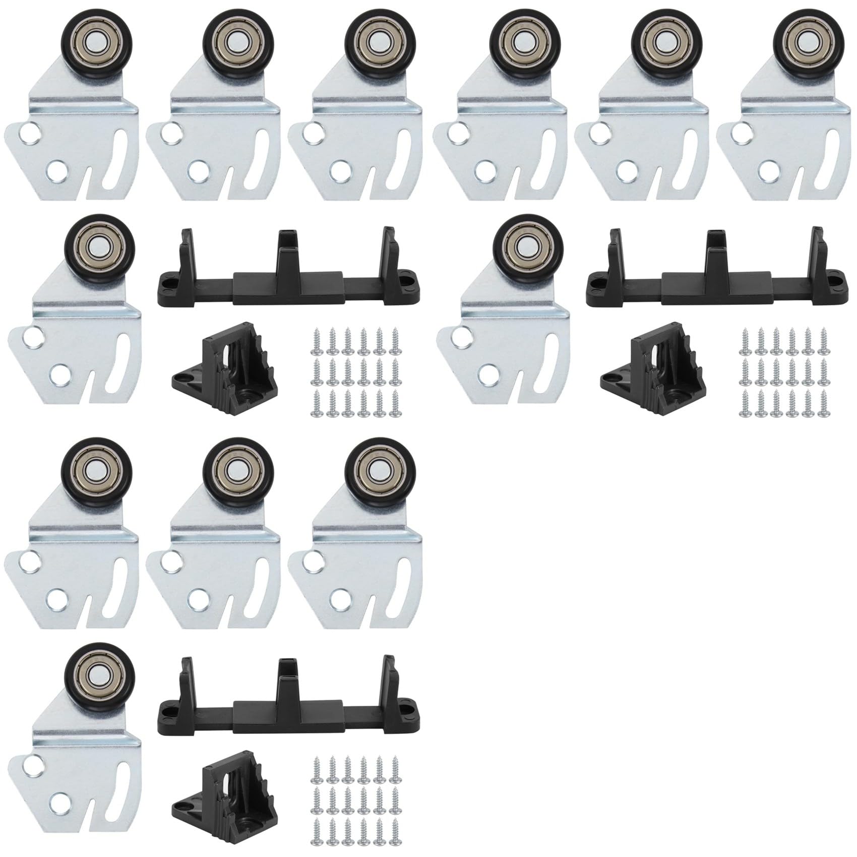 Jnchdghwa As Shown 3X Sliding Closet Door Roller Kit - Top Hung Door Replacement Hardware With 1-Inch Convex Ball Bearing Wheels