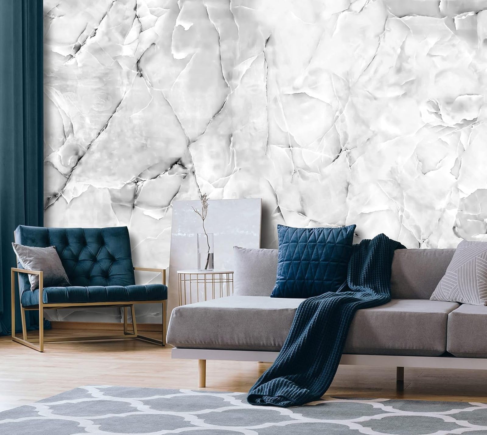 Kfjhgbdshhj 3D Mural Photo Mural-Wallpaper Marble - For Living Room Bedroom - 3D Effect - Luxury,350Cmx256cm Poster - Wall Sticker - Frameless Picture