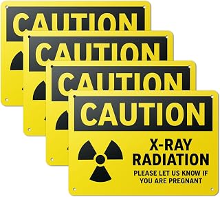 10" x 7" Aluminum Sign for Doctors Offices, Ultrasound, Medical Hospitals, Nurses, and Radiology and Imaging - "Caution: X-Ray Radiation" - 4 Pack