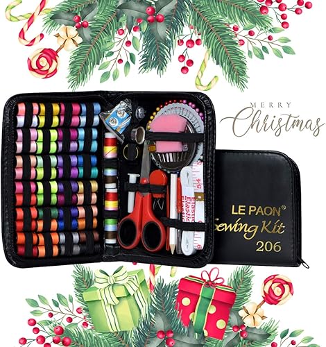Miniatura 3 de Kit de costura para viajeros, adultos, principiantes, emergencias, organizador de suministros de costura de bricolaje relleno con tijeras, dedal,