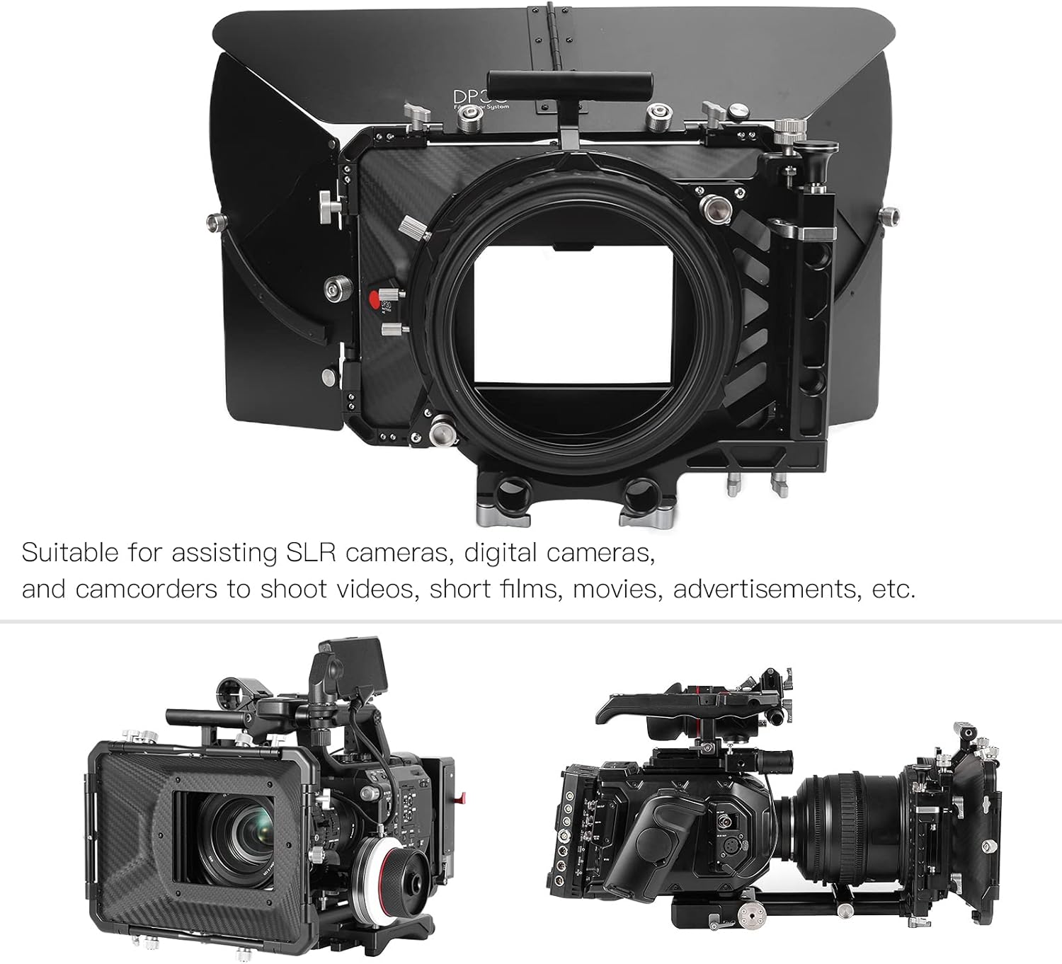 Camera Matte Box, Adjustable Universal Lightweight Carbon Fiber Matte Box Portable for FS5 Camera