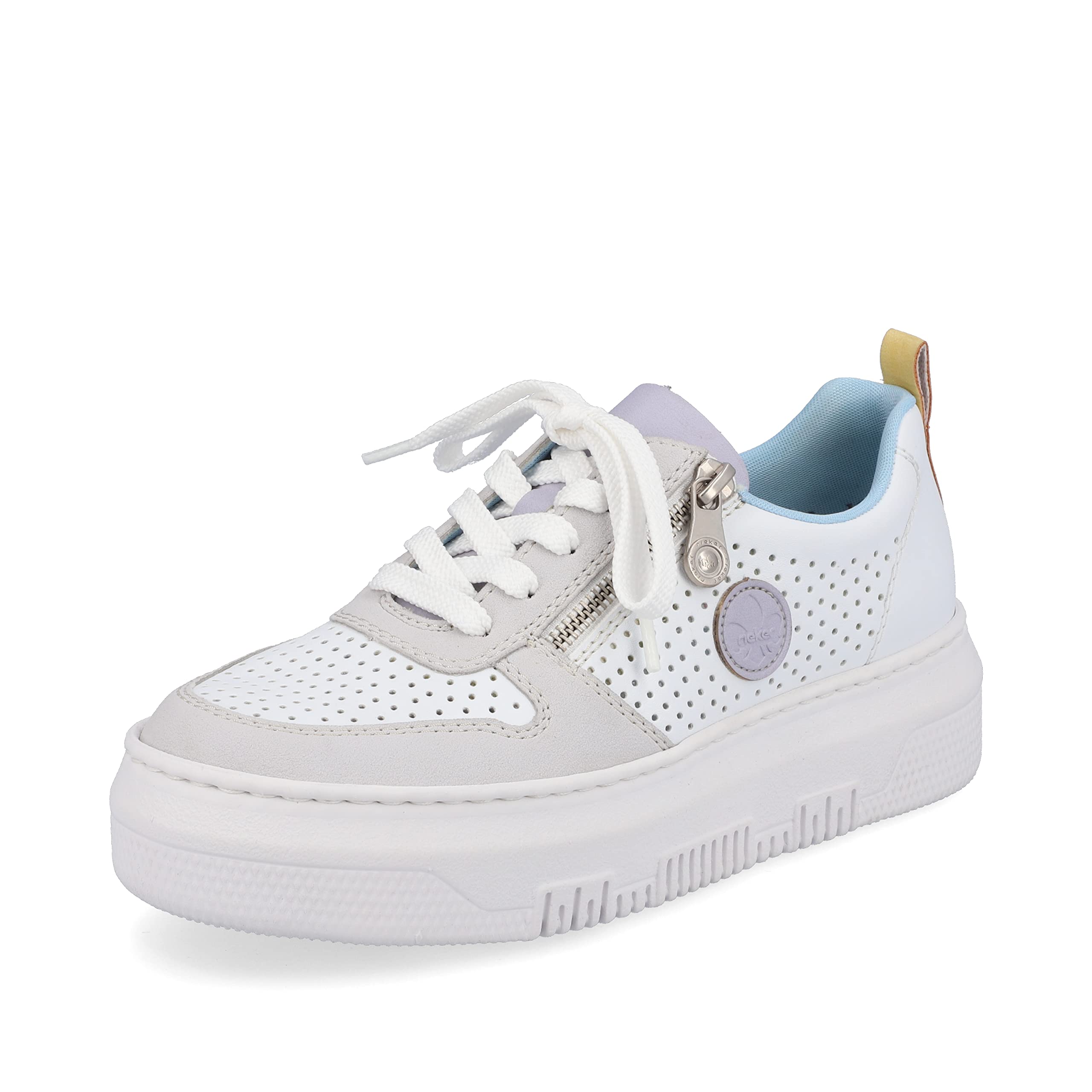 Rieker Women Lace-Up Shoes M1905, Ladies Casual lace-up Shoes,Sneakers,Low Shoe,Sneaker,Laces,Sporty,White (Weiss Kombi / 80),36 EU / 3.5 UK