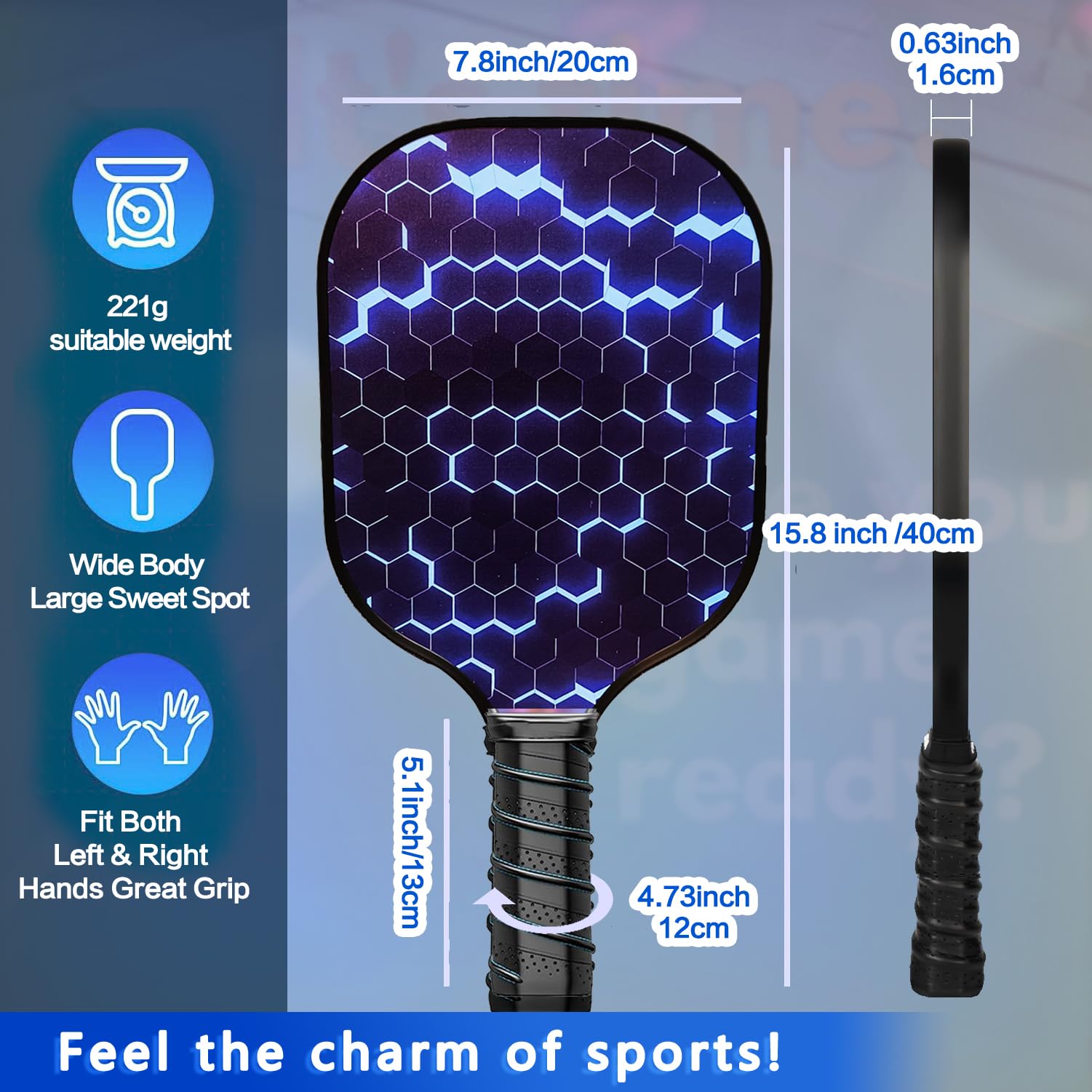 Set di 2 racchette da pickleball in fibra di vetro per principianti, approvate USAPA in fibra di carbonio, confezione da 2 racchette per sottaceti per esterni e interni