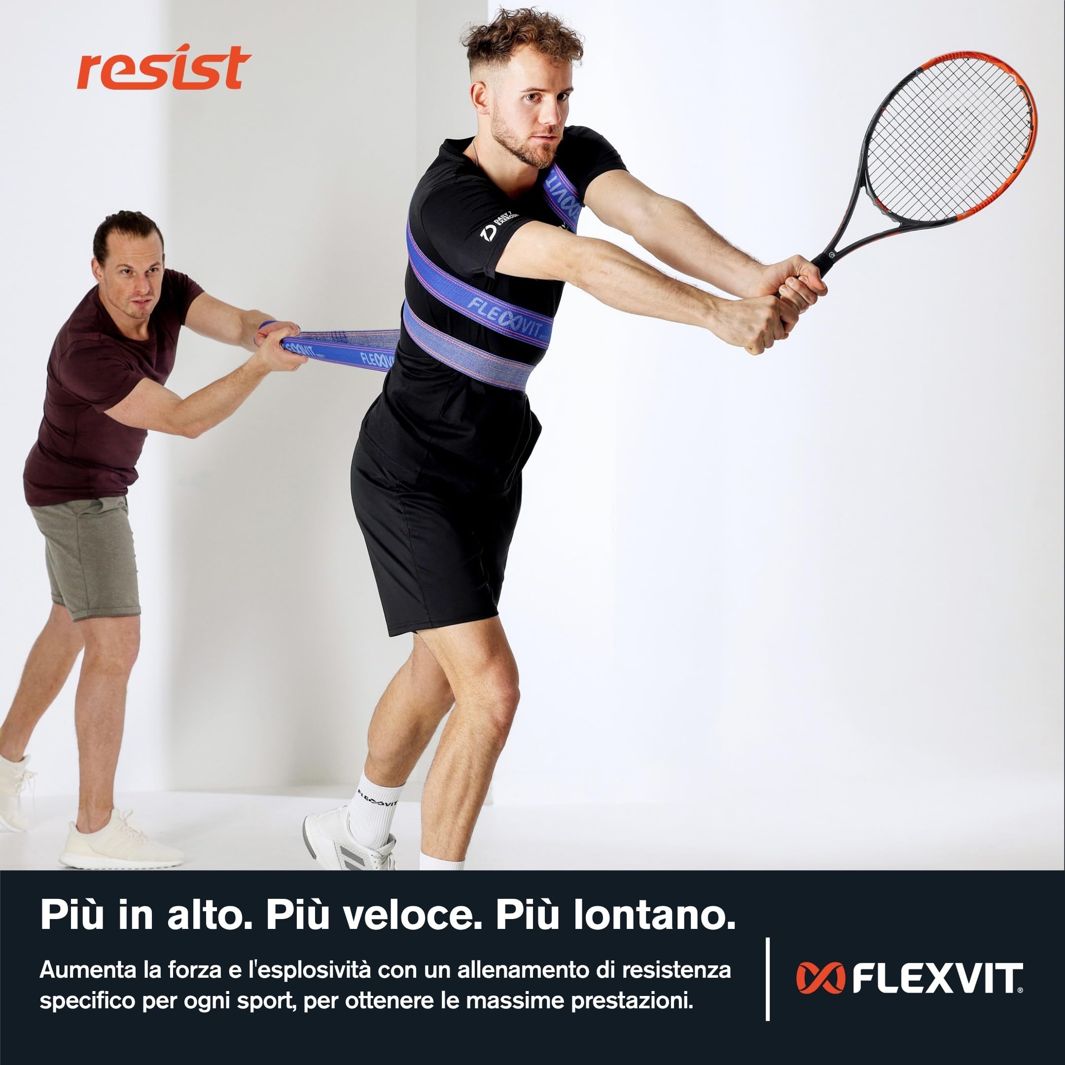 FLEXVIT Resist - Fasce di resistenza atletiche per allenamento funzionale, 4 livelli di forza, ca. 2000 mm, certificate Oeko-Tex, Made in Germany
