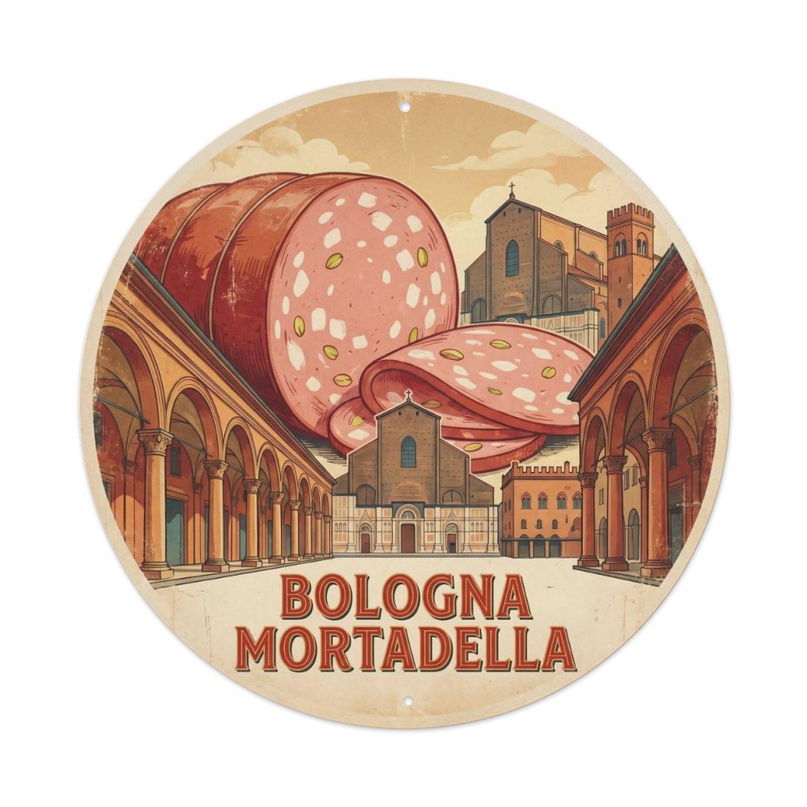 Bologna Italy Heritage Food Travel Mortadella Vintage Metal Tin Sign