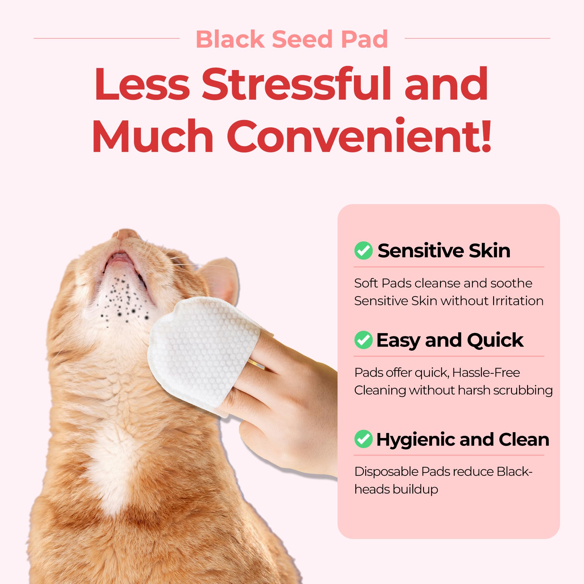 JAYU PET Black Seed Pad - Dry Cat Chin Acne Pad, Double-Sided Dry Pads for Removing Blackhead 30pcs, 30ea - Image 2