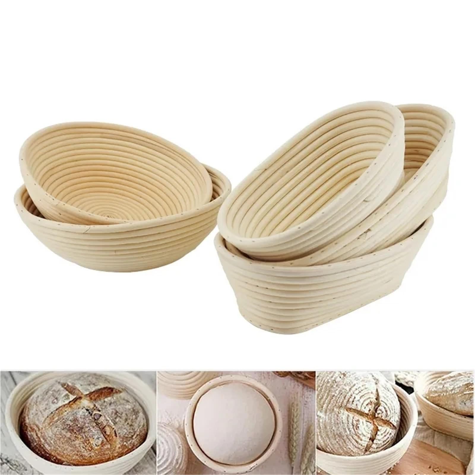 Kosz do proofingu chleba, Rattanowe kosze do wyrastania chleba Okrągłe owalne drewno w kolorze wielu rozmiarów(Round 25X8.5cm)