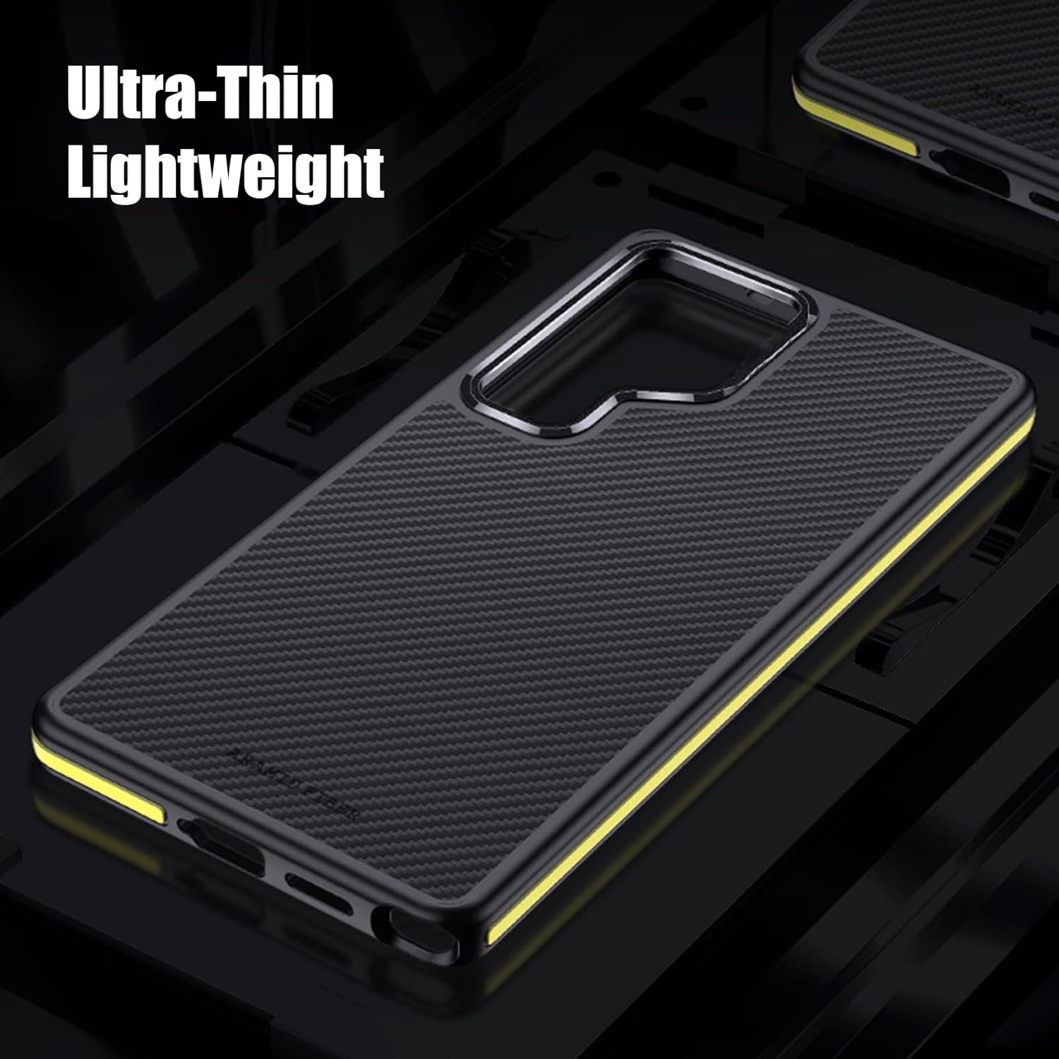 Magnetic Case for Samsung Galaxy S25 Ultra, Luxury Genuine Carbon Fiber Phone Cover with Metal Frame Lens Protection Ultra Thin Case Grey