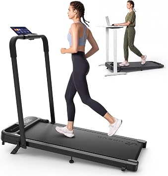 UREVO Strol 2E Pro Smart Incline Walking Pad Treadmill with APP, 12% Incline, Compact Walking Pad with Safety Handle, Plug & Play, Desk Treadmill with LED Display, Walking & Running for Home Office