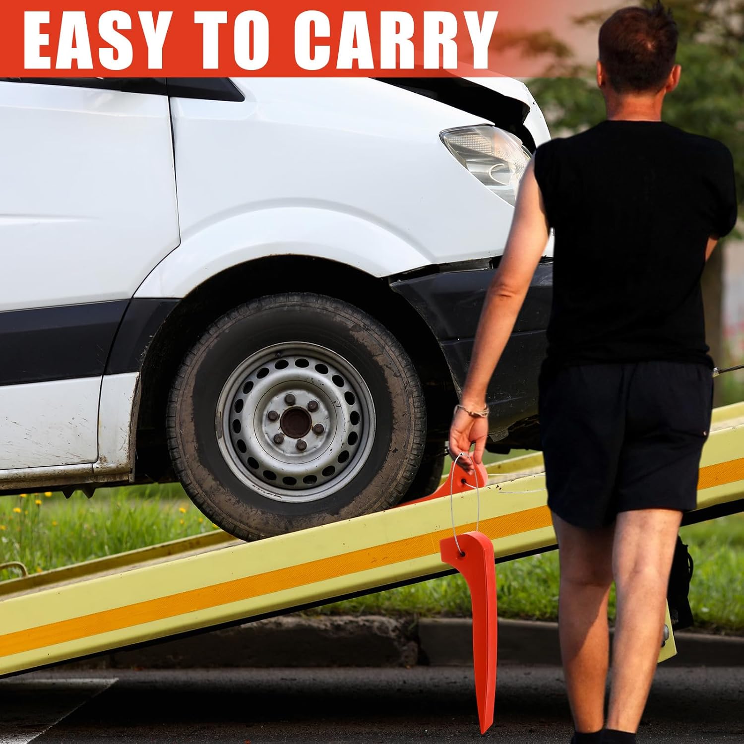 4 Pack Tire Skates for Tow Truck Wrecker, Rollback Carrier Safety, Heavy-Duty Car Skate Safe Tow Truck Accessories for Car Hauler, Flat Bed, 4000 lb Working Load Limit(Orange)