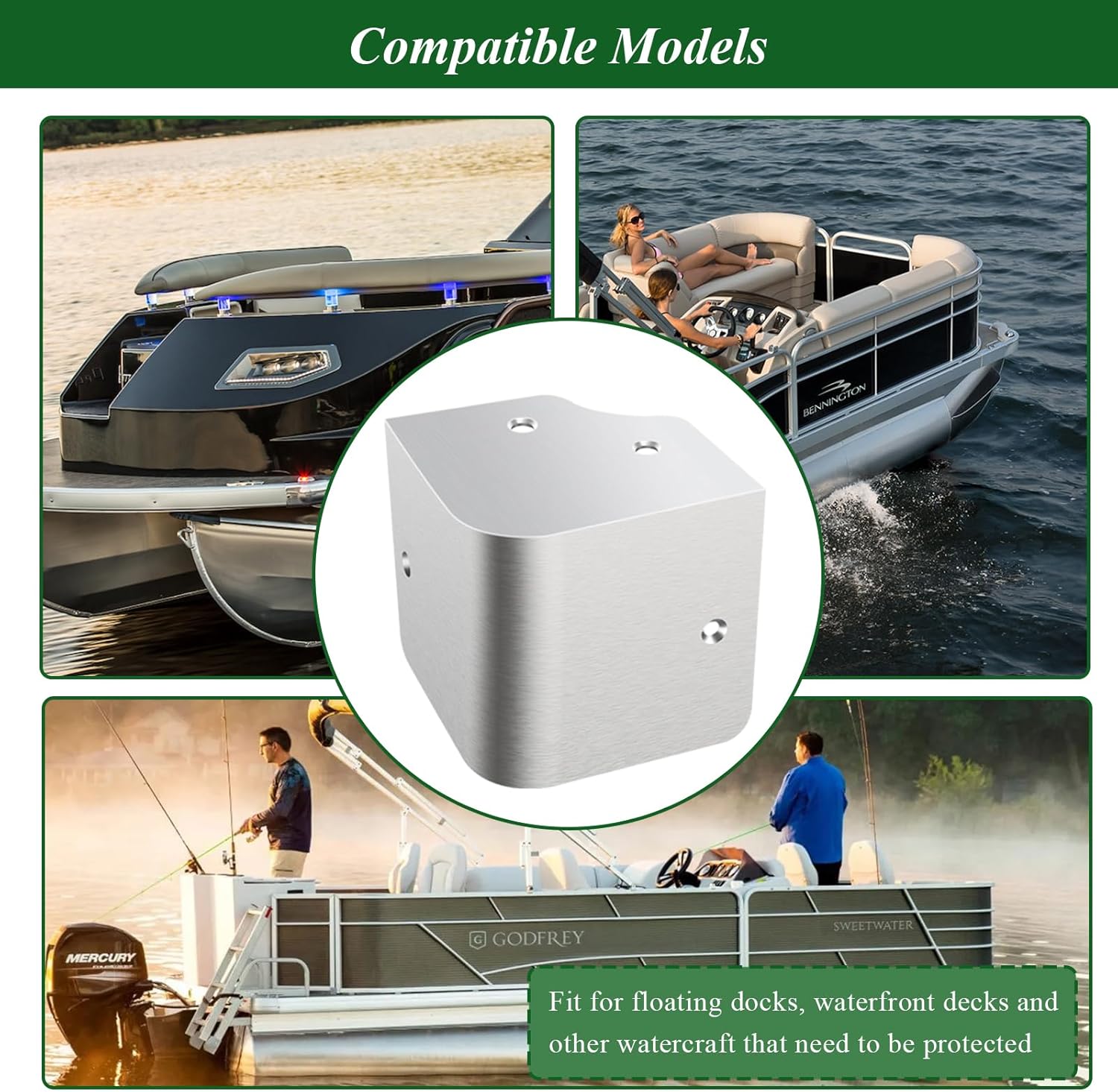 2 Pcs 3.5''x3.5'' Marine Grade 90 Degree Rounded Angle 316 Stainless Steel Pontoon Corner Caps, Fit for Pontoon Boats, Marina Walkways, Water Platforms, W/Screws, Nuts, Spacers, Spanner,Drill