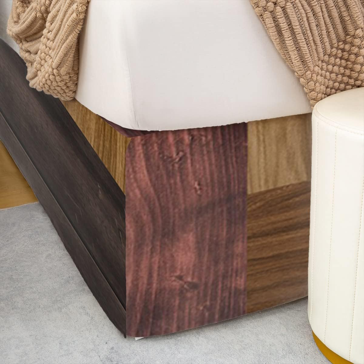 Retro Cabin Bed Skirt with Split Corners, Rustic Adventure Bear Deer Bed Skirts Hunting Wildlife Wild Animal Bedskirt Plaid Lodge Farmhouse Bedding Western Country Decor + 2 Pillow Cases, Queen Size