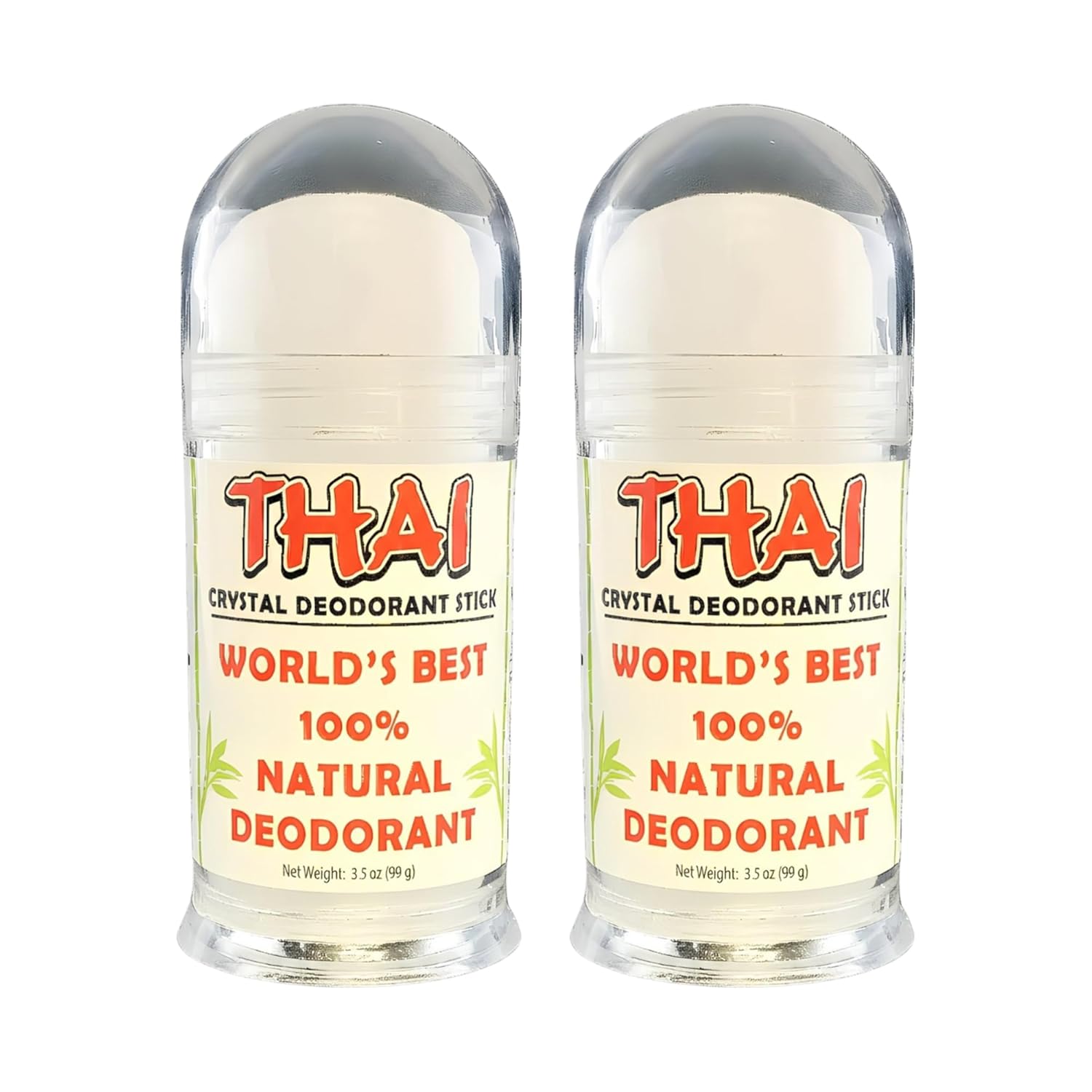 Thai Crystal Deodorant Stick | Natural Mineral Salt Potassium Alum Stone | Unscented, Aluminum Free, Hypoallergenic Deodorant for Women & Men | Thai Deodorant Stone (4-pack)