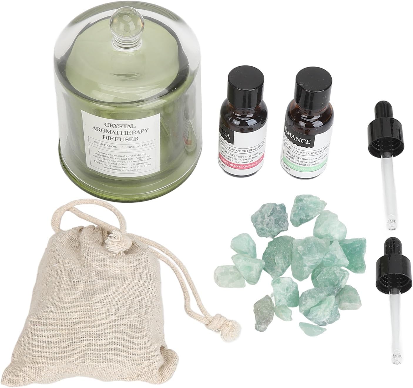 2pcs Stone Essential Oil Diffuser Gift Set, Flameless Aromatherapy Diffuser with 20ml Crisp Air Scent, Decorative Stone Diffuser for Home Office Bedroom Bathroom