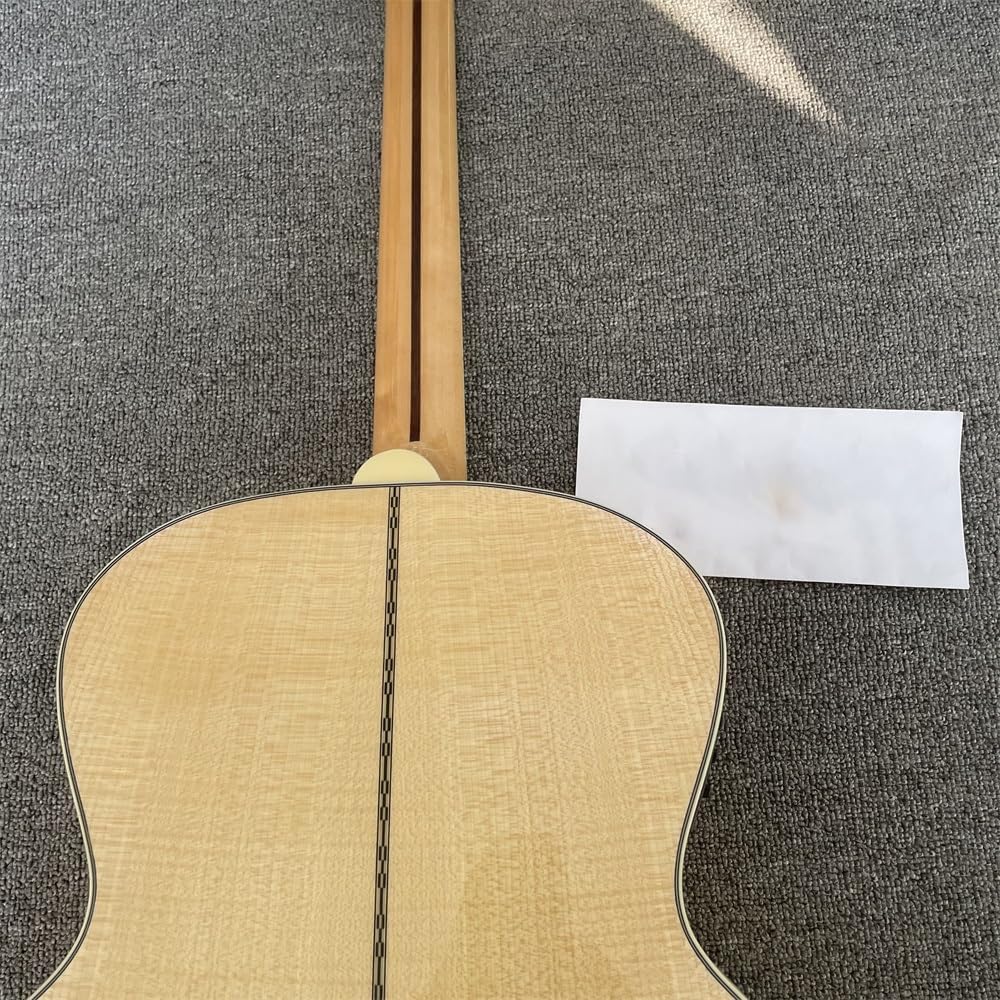 Custom acoustic guitar, Tiger Print Flame Maple back side, spruce top, log color guitar