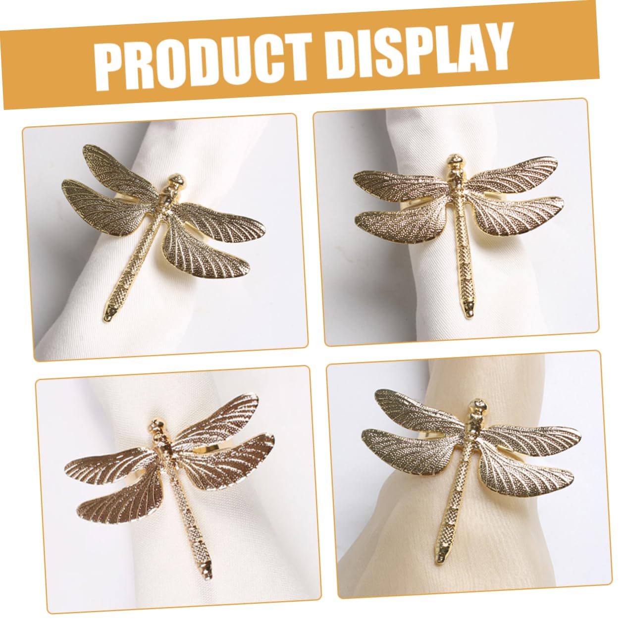IMIKEYA 4 Sätze Libelle Serviettenringe Dekoration Weihnachten Weinachtsdeko Weihnachtdeko Tischschmuck Tischserviettenringe Libellen-esszimmerdekorationen Zinklegierung Golden 6 Stück * 4