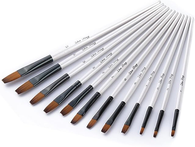 Wartoon - Pack of 12 Paint Brushes for Watercolour Paints Plat Blanc02