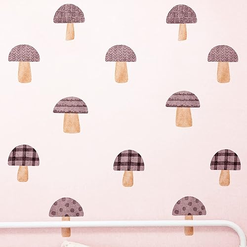 Miniatura 9 de Calcomanías de pared retro para decoración de hongos en acuarela, calcomanías de vinilo para niños, guardería, habitación de bebé, dormitorio,